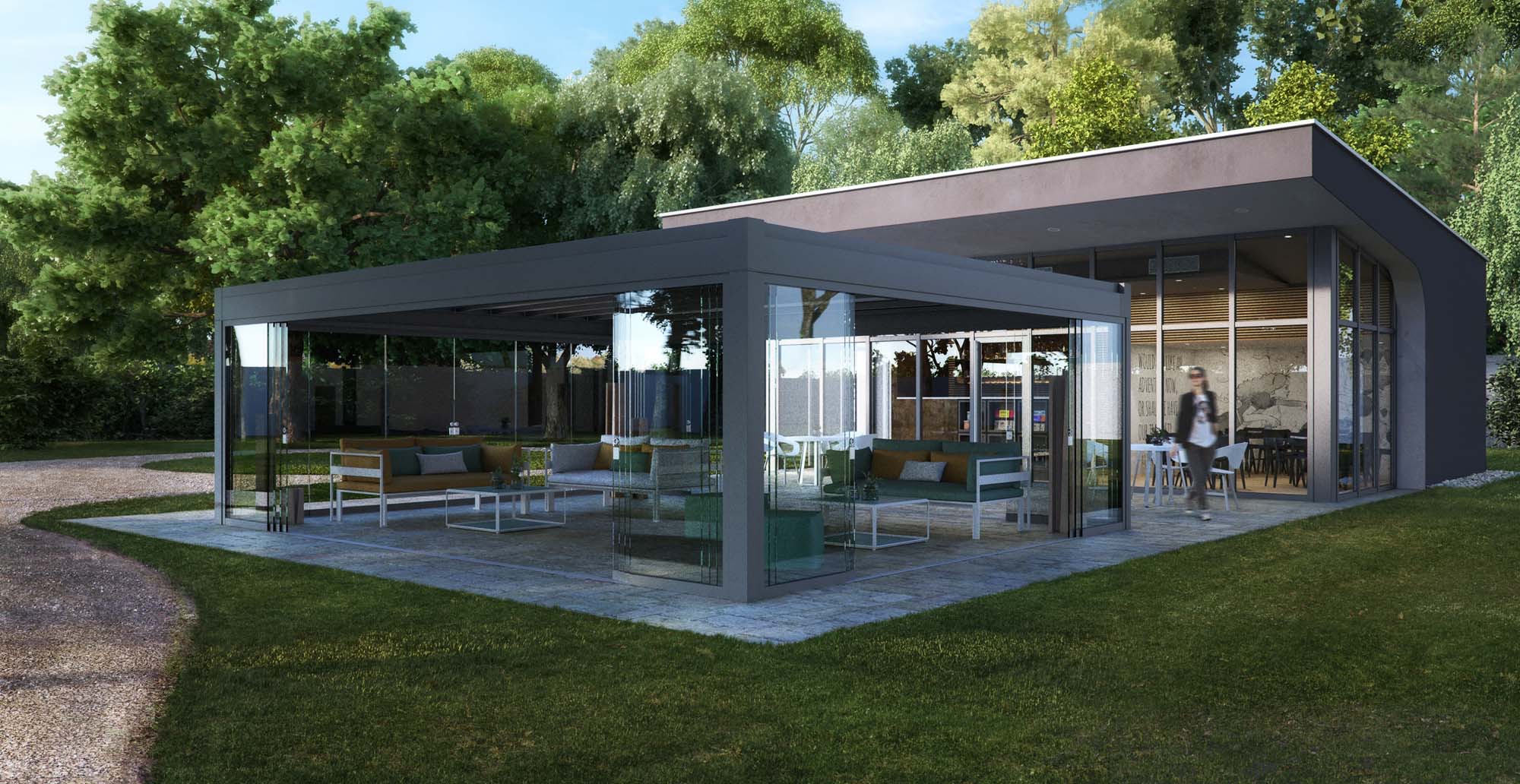 Glazen schuifwanden tuinkamer